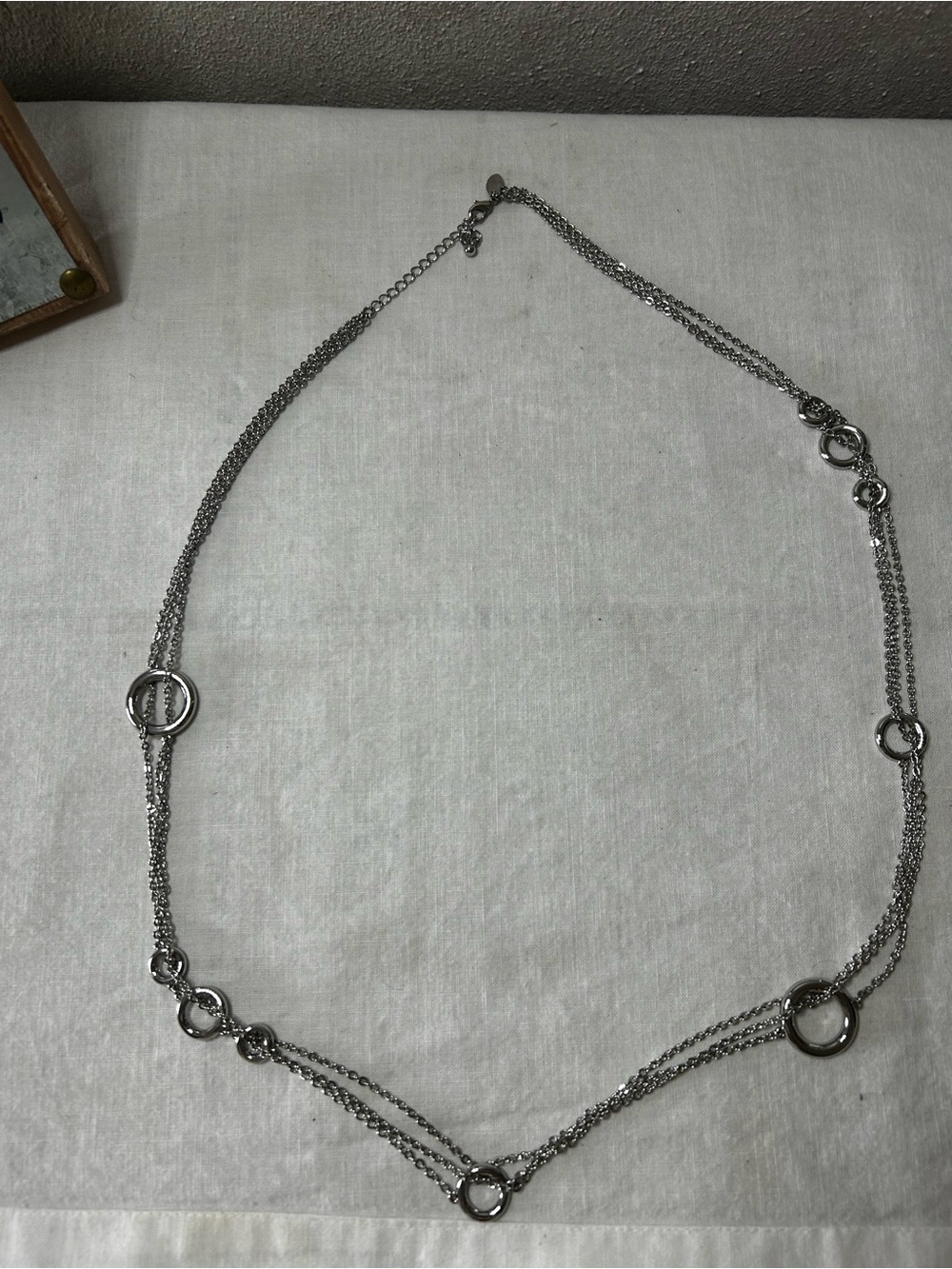 Lia Sophia Silver Multi-Chain Necklace with Linked Circles